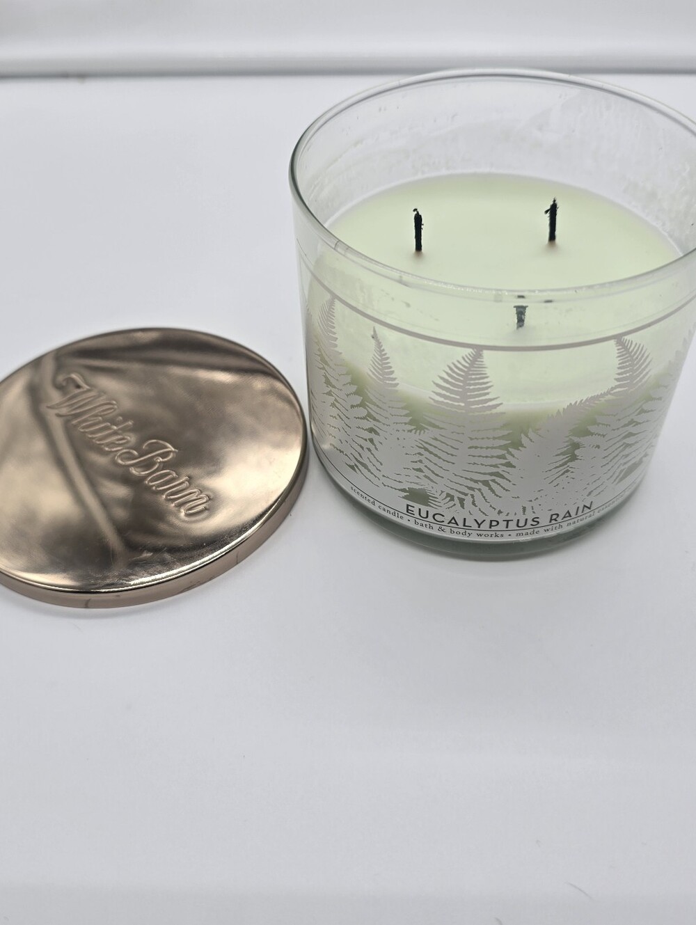 USED Bath & Body Works Eucalyptus Rain 3 Wick Candle 14.5 oz New